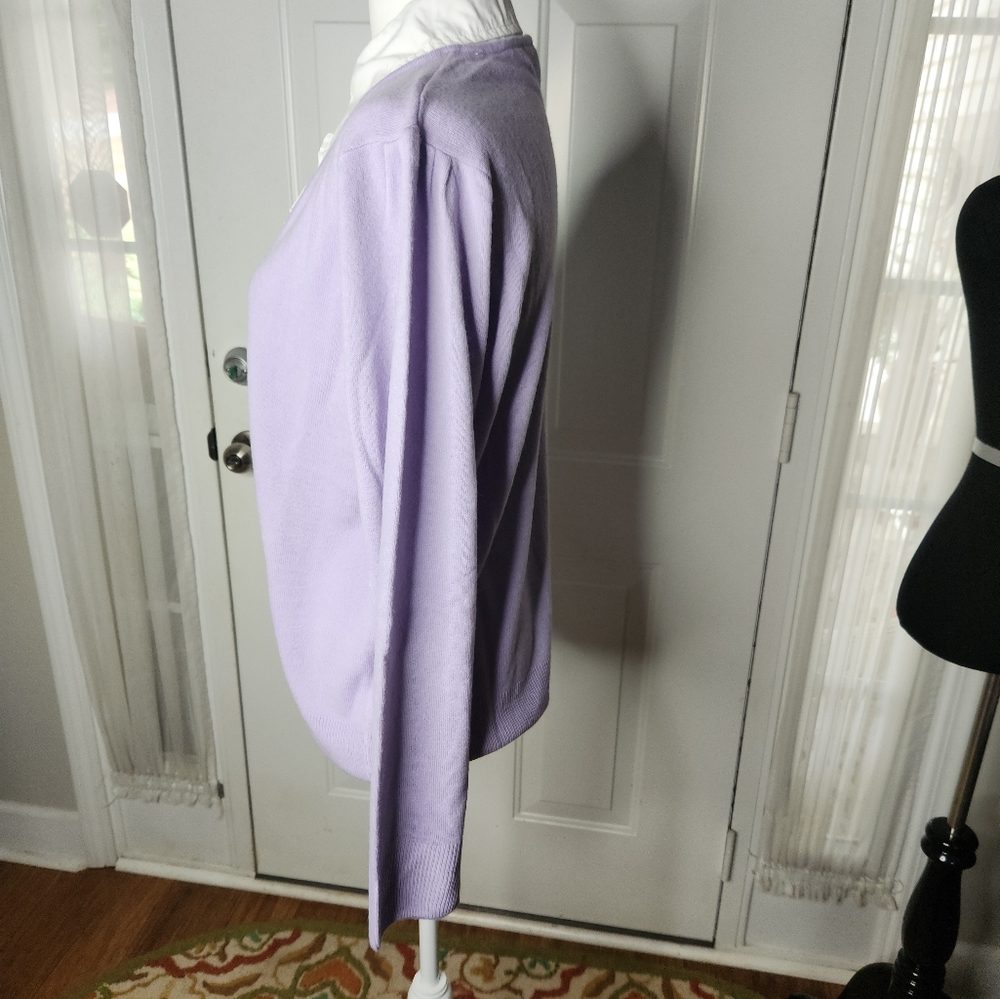 Vintage Carolyn Taylor Lavender Sweater w Attached Ruffle White Blouse Size XL - Picture 3 of 6